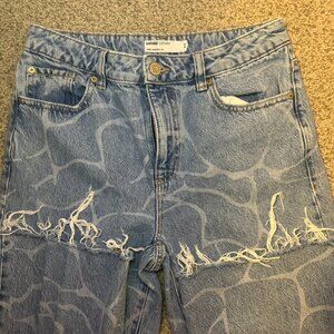 Garage Wide Leg Patterned Jeans (Light Wash) 7 / 28